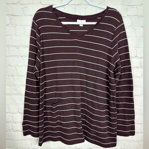 J.Jill Women's knit Striped Smock‎ Tunic Sz L Pockets, GUC